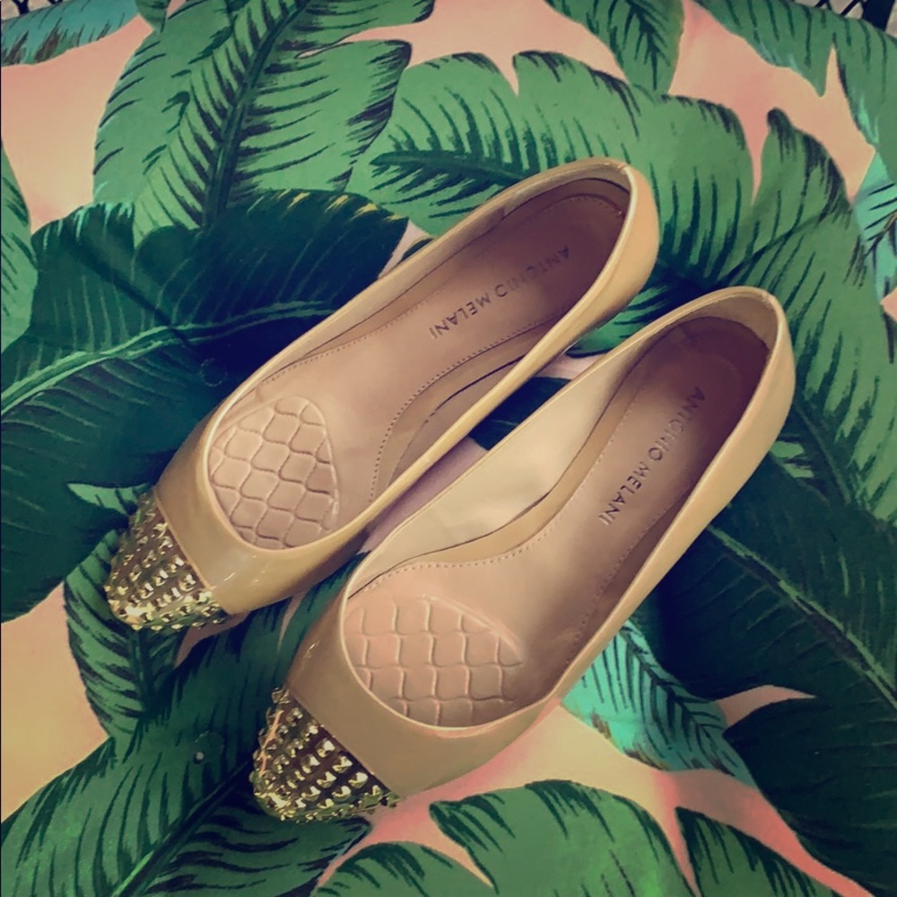 Antonio Melani Gold Studded Flats size 6